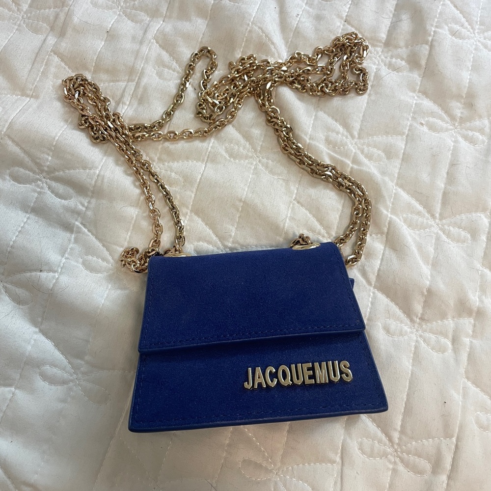 Jacquemus Le Piccolo Blue Suede Micro Tote Mini Bag